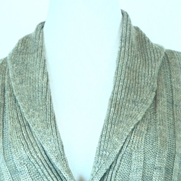 ROMEO GIGLI ITALY SHAWL LINEN knit CARDIGAN Sweater M L i40 tan taupe - Picture 2 of 5